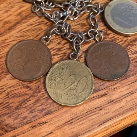 2002 EURO Coin Bracelet Silver & Gold Tone 8 Coins